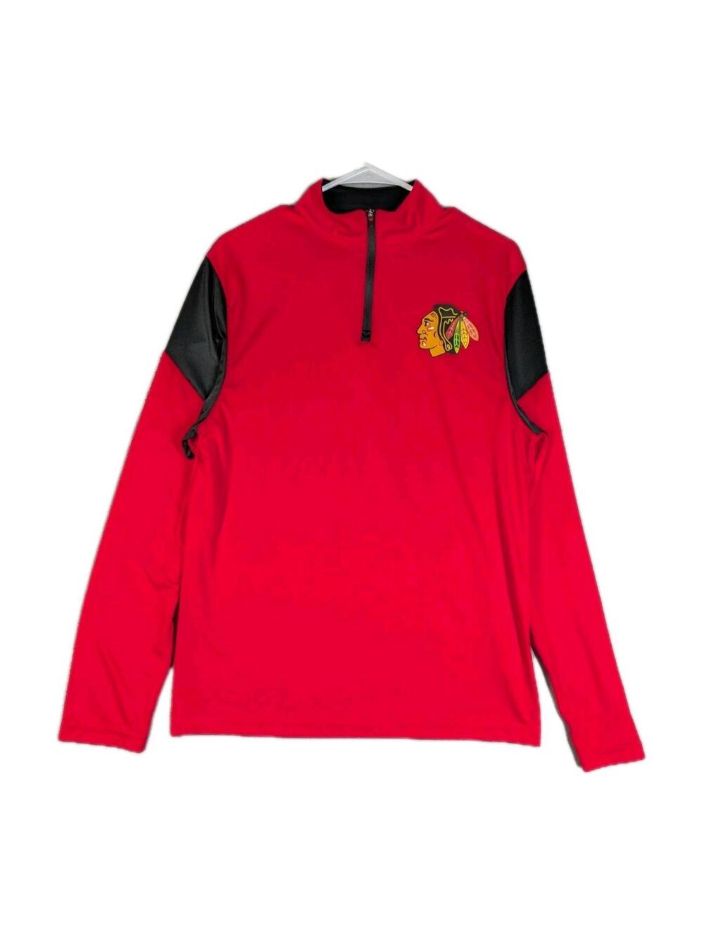 Fanatics Mens Medium Red Chicago Blackhawks Quarter Zip Pullover NHL Hockey